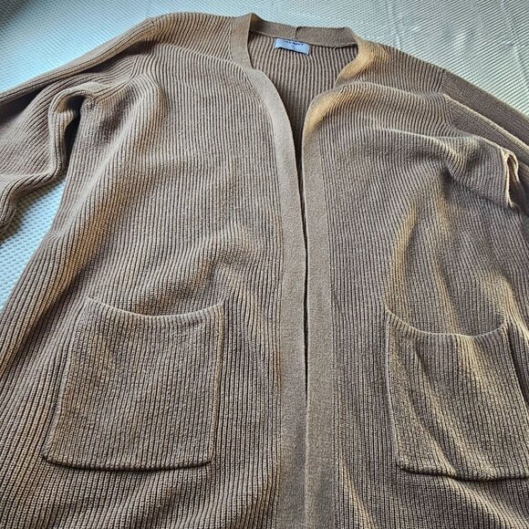 Old Navy Womens Ribbed Open-Front Cardigan Sweater Xxl Light Brown Cotton Blend - Picture 11 of 12